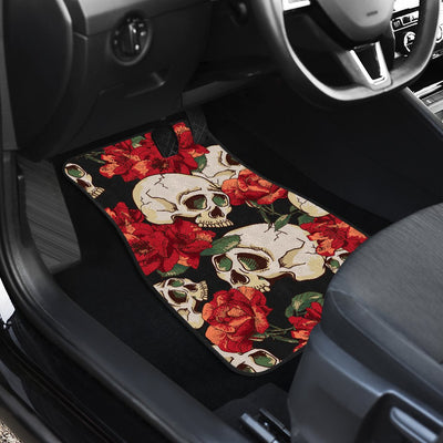 Skull Red Rose Car Floor Mats