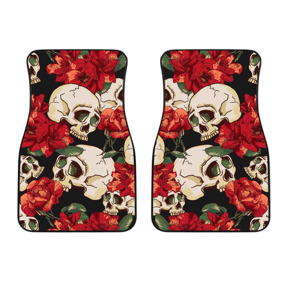 Skull Red Rose Car Floor Mats