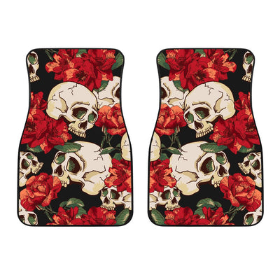 Skull Red Rose Car Floor Mats