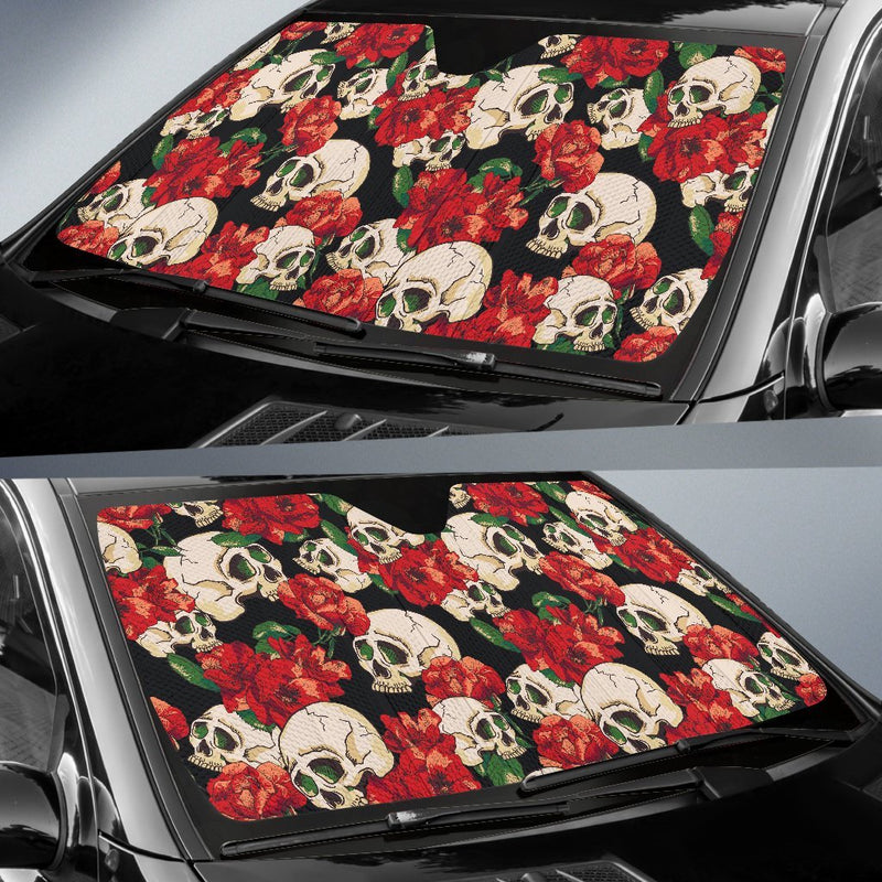 Skull Red Rose Car Sun Shade-JorJune