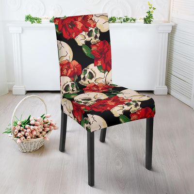 Skull Red Rose Dining Chair Slipcover-JORJUNE.COM