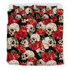 Skull Red Rose Duvet Cover Bedding Set