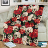 Skull Red Rose Fleece Blanket