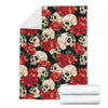 Skull Red Rose Fleece Blanket