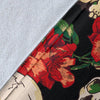 Skull Red Rose Fleece Blanket