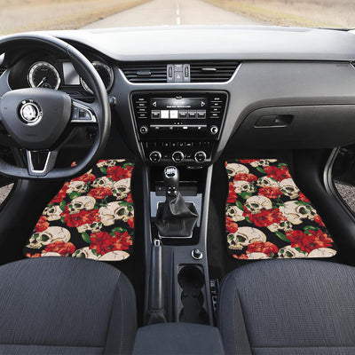 Skull Red Rose Front and Back Car Floor Mats