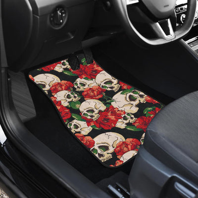 Skull Red Rose Front and Back Car Floor Mats