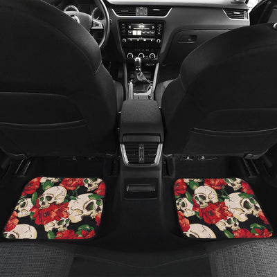 Skull Red Rose Front and Back Car Floor Mats