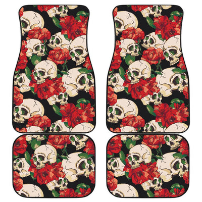 Skull Red Rose Front and Back Car Floor Mats