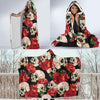 Skull Red Rose Hooded Blanket-JORJUNE.COM