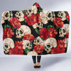 Skull Red Rose Hooded Blanket-JORJUNE.COM