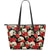 Skull Red Rose Large Leather Tote Bag