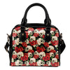 Skull Red Rose Leather Shoulder Handbag