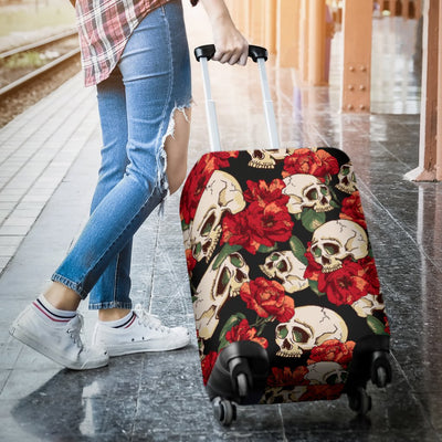 Skull Red Rose Luggage Cover Protector