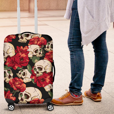 Skull Red Rose Luggage Cover Protector