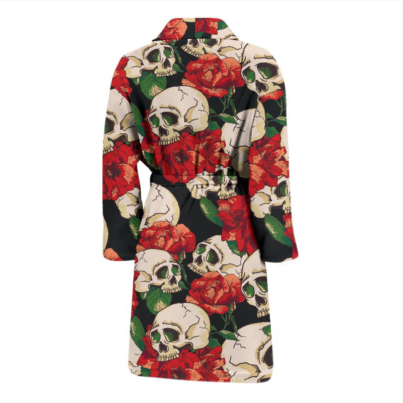 Skull Red Rose Men Bath Robe