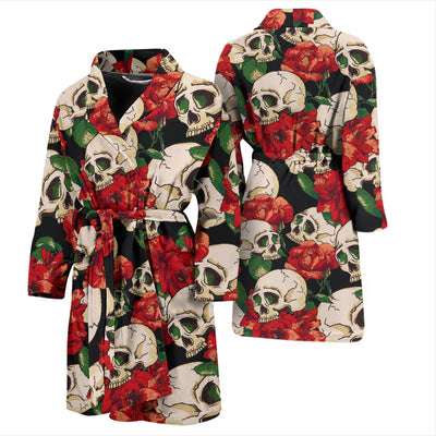 Skull Red Rose Men Bath Robe