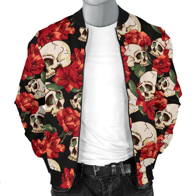 Skull Red Rose Men Casual Bomber Jacket