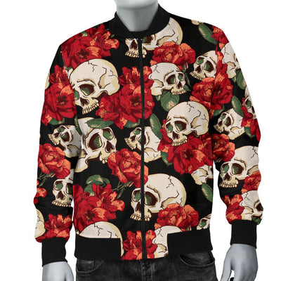 Skull Red Rose Men Casual Bomber Jacket