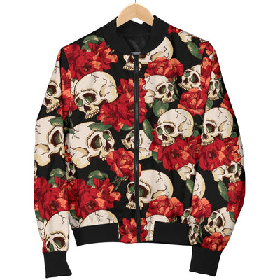 Skull Red Rose Men Casual Bomber Jacket