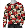 Skull Red Rose Men Crewneck Sweatshirt