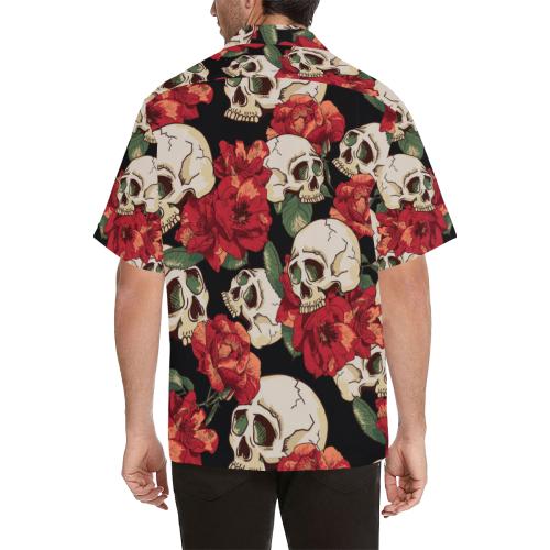 Skull Red Rose Men Hawaiian Shirt