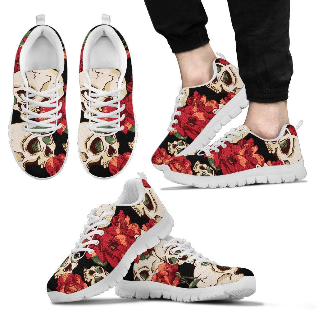 Skull Red Rose Men Sneakers