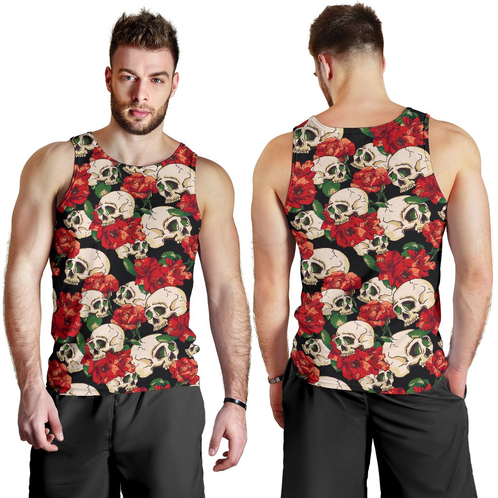 Skull Red Rose Men Tank Top
