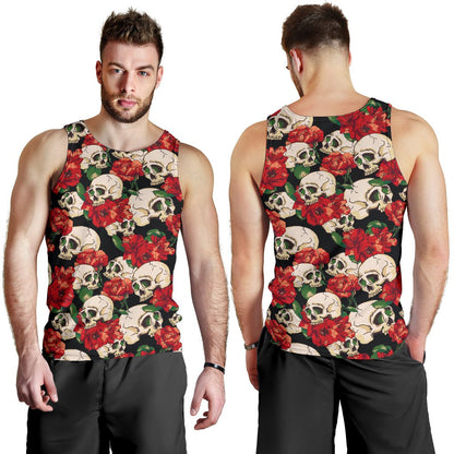 Skull Red Rose Men Tank Top
