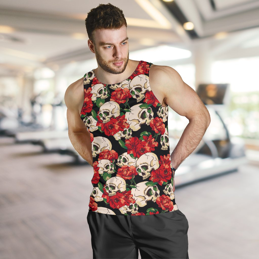 Skull Red Rose Men Tank Top