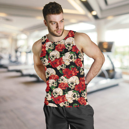 Skull Red Rose Men Tank Top