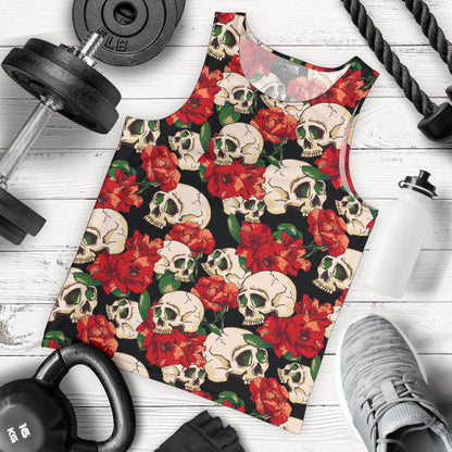 Skull Red Rose Men Tank Top
