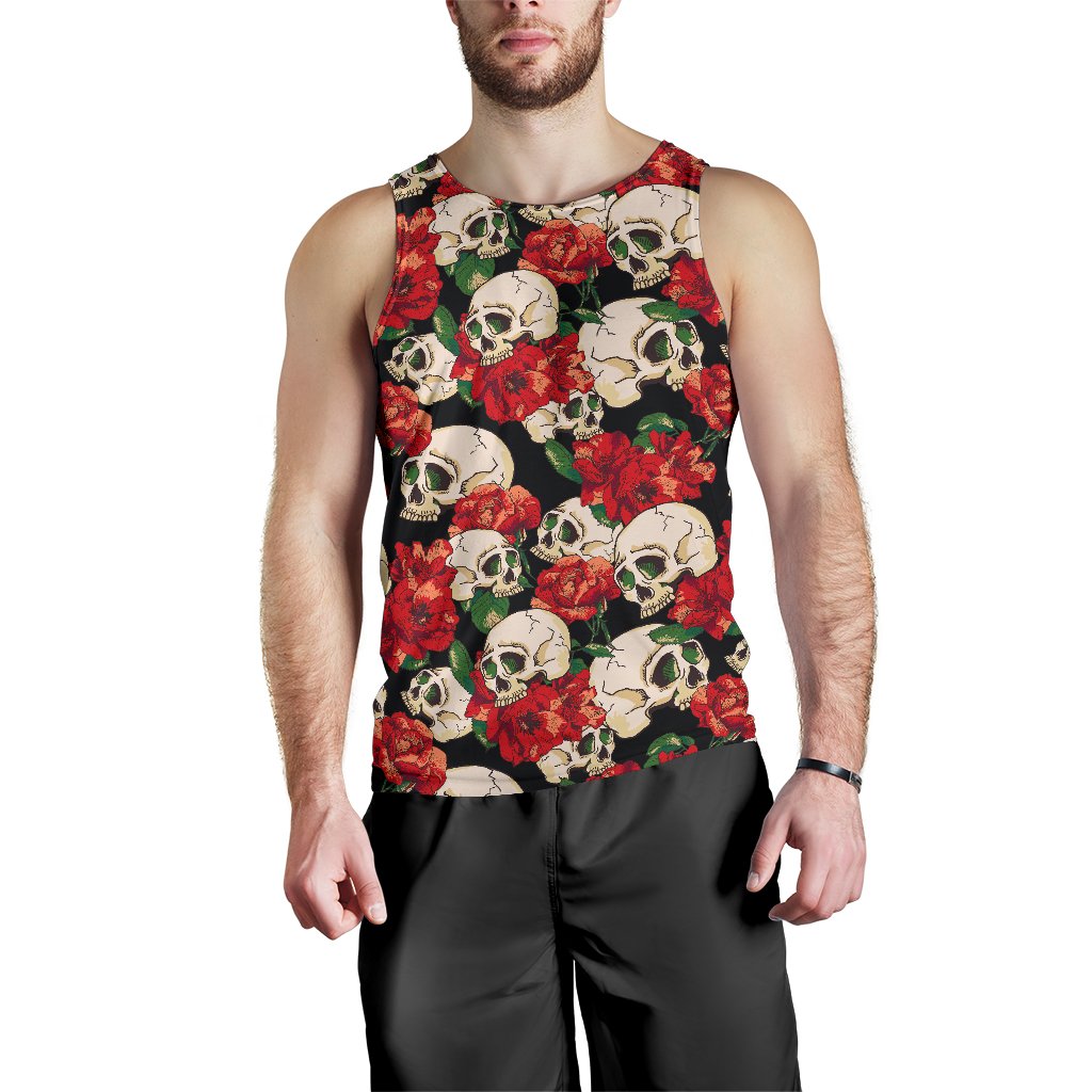 Skull Red Rose Men Tank Top