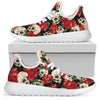 Skull Red Rose Mesh Knit Sneakers Shoes