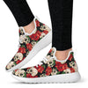 Skull Red Rose Mesh Knit Sneakers Shoes