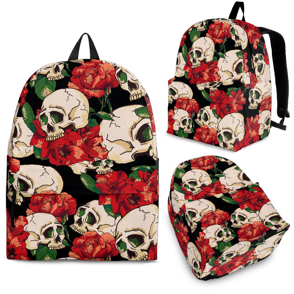 Skull Red Rose Premium Backpack