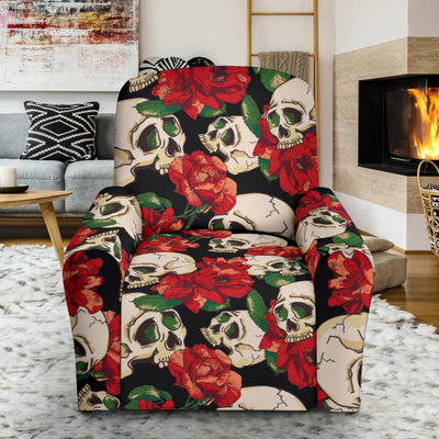 Skull Red Rose Recliner Slipcover-JORJUNE.COM