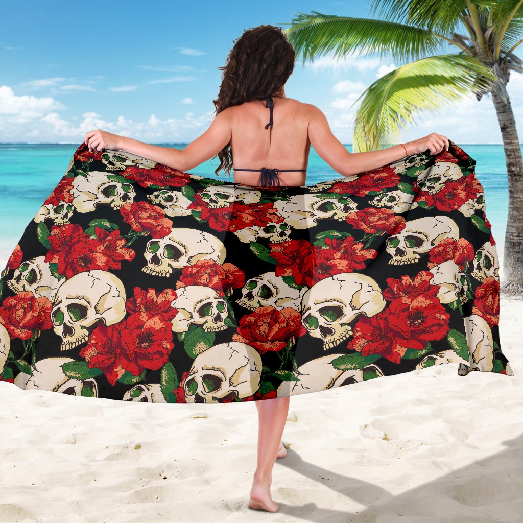 Skull Red Rose Sarong Pareo Wrap