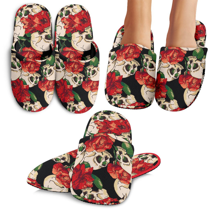 Skull Red Rose Slippers