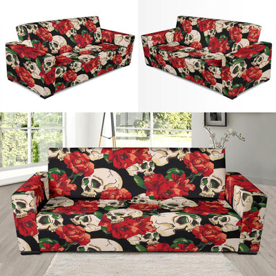 Skull Red Rose Sofa Slipcover-JORJUNE.COM