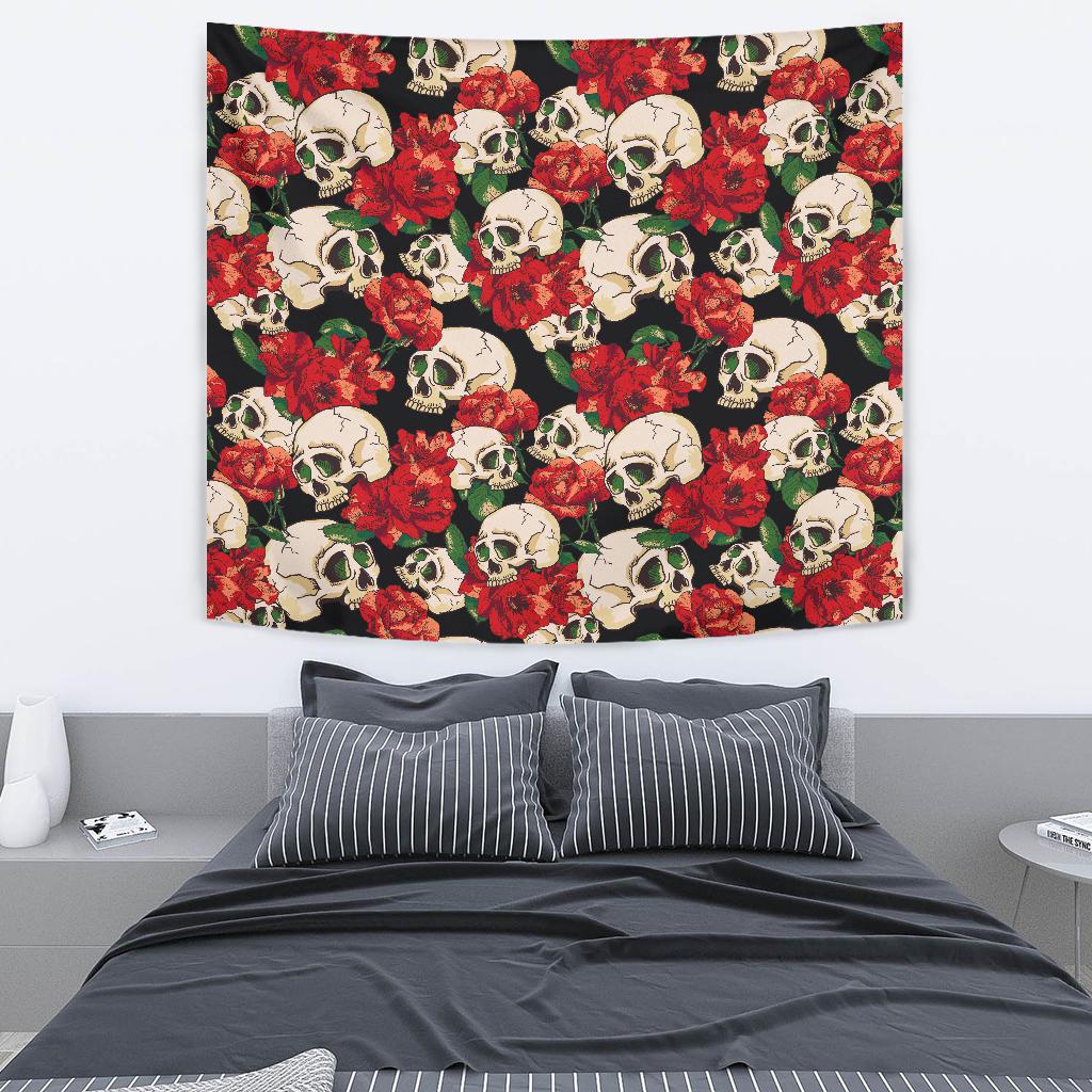 Skull Red Rose Tapestry