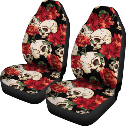 Skull Red Rose Universal Fit Car Seat Covers