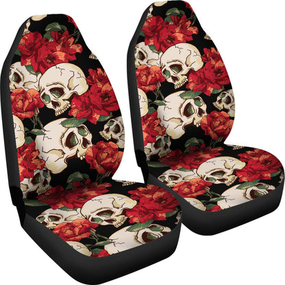 Skull Red Rose Universal Fit Car Seat Covers