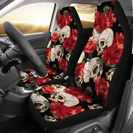 Skull Red Rose Universal Fit Car Seat Covers