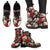 Skull Red Rose Women Leather Boots