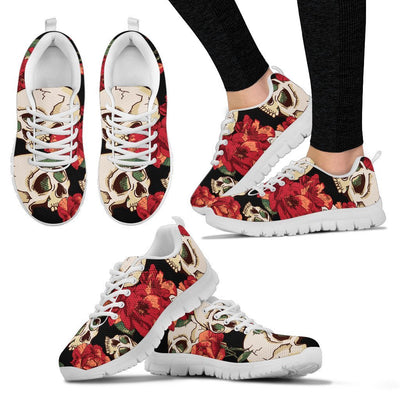 Skull Red Rose Women Sneakers