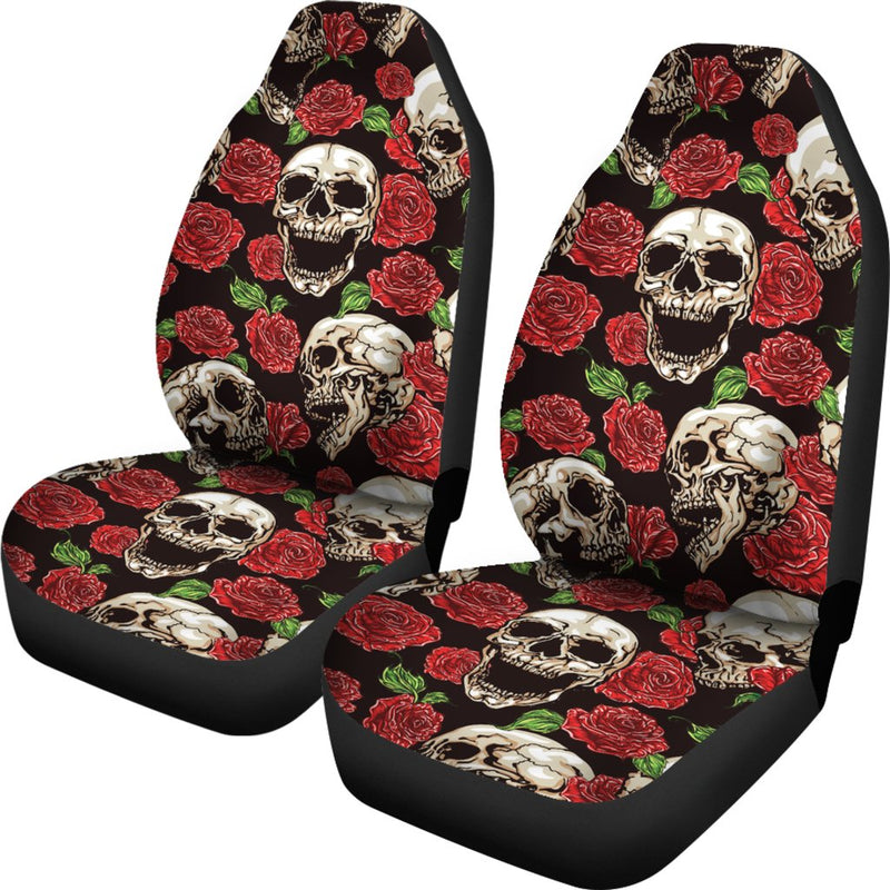 Skull Roses Design Themed Print Universal Fit Car Seat Covers-JorJune