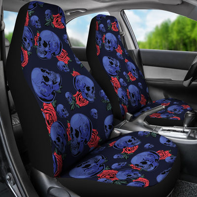 Skull Roses Neon Design Themed Print Universal Fit Car Seat Covers-JorJune