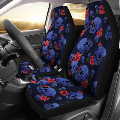 Skull Roses Neon Design Themed Print Universal Fit Car Seat Covers-JorJune