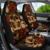 Skull Roses Vintage Design Themed Print Universal Fit Car Seat Covers-JorJune